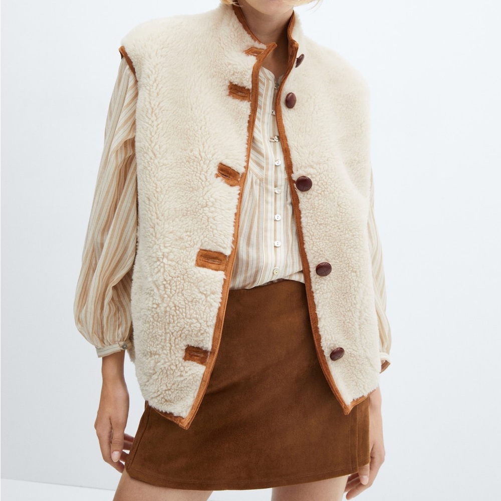 MANGO Women's Reversible Faux Shearling Vest